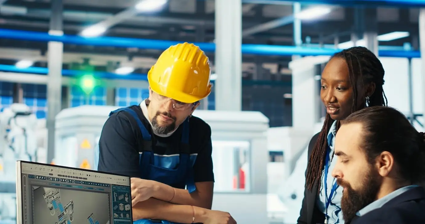 Der Leiter einer Photovoltaikfabrik schickt einen Ingenieur, um die Energieproduktion zu verbessern.